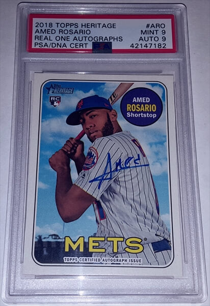 2018 Topps Heritage Amed Rosario "Real One" Dual Graded Autographed Baseball Card simple Xclusive Collectibles   