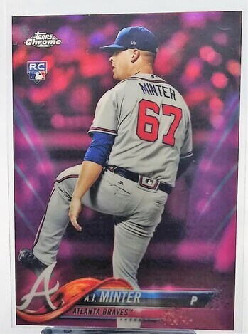 2018 Topps Chrome AJ Minter Rookie Pink Refractor Baseball Card simple Xclusive Collectibles   