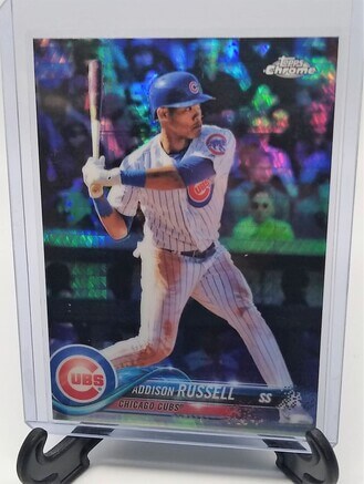 2018 Topps Chrome Addison Russell Prism Refractor Baseball Card simple Xclusive Collectibles   