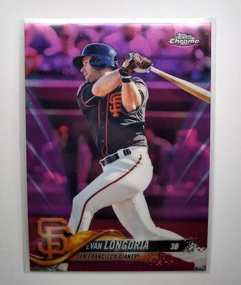 2018 Topps Chrome Evan Longoria Pink Refractor Baseball Card simple Xclusive Collectibles   