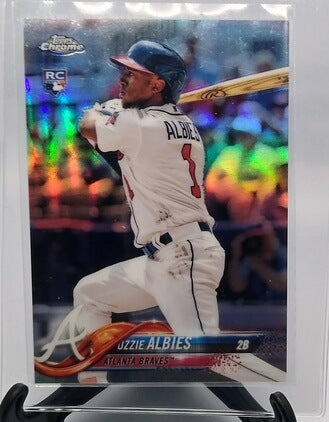 2018 Topps Chrome Ozzie Albies Rookie Refractor Baseball Card simple Xclusive Collectibles   