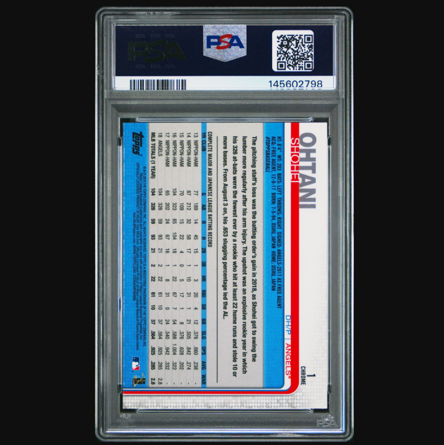 2019 Topps Chrome #1 Shohei Ohtani PSA 9 All-Star Rookie Cup Baseball Card