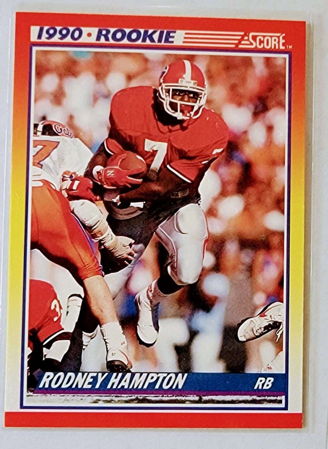 1990 Score Rodney Hampton Rookie Football Card AVM1 simple Xclusive Collectibles   