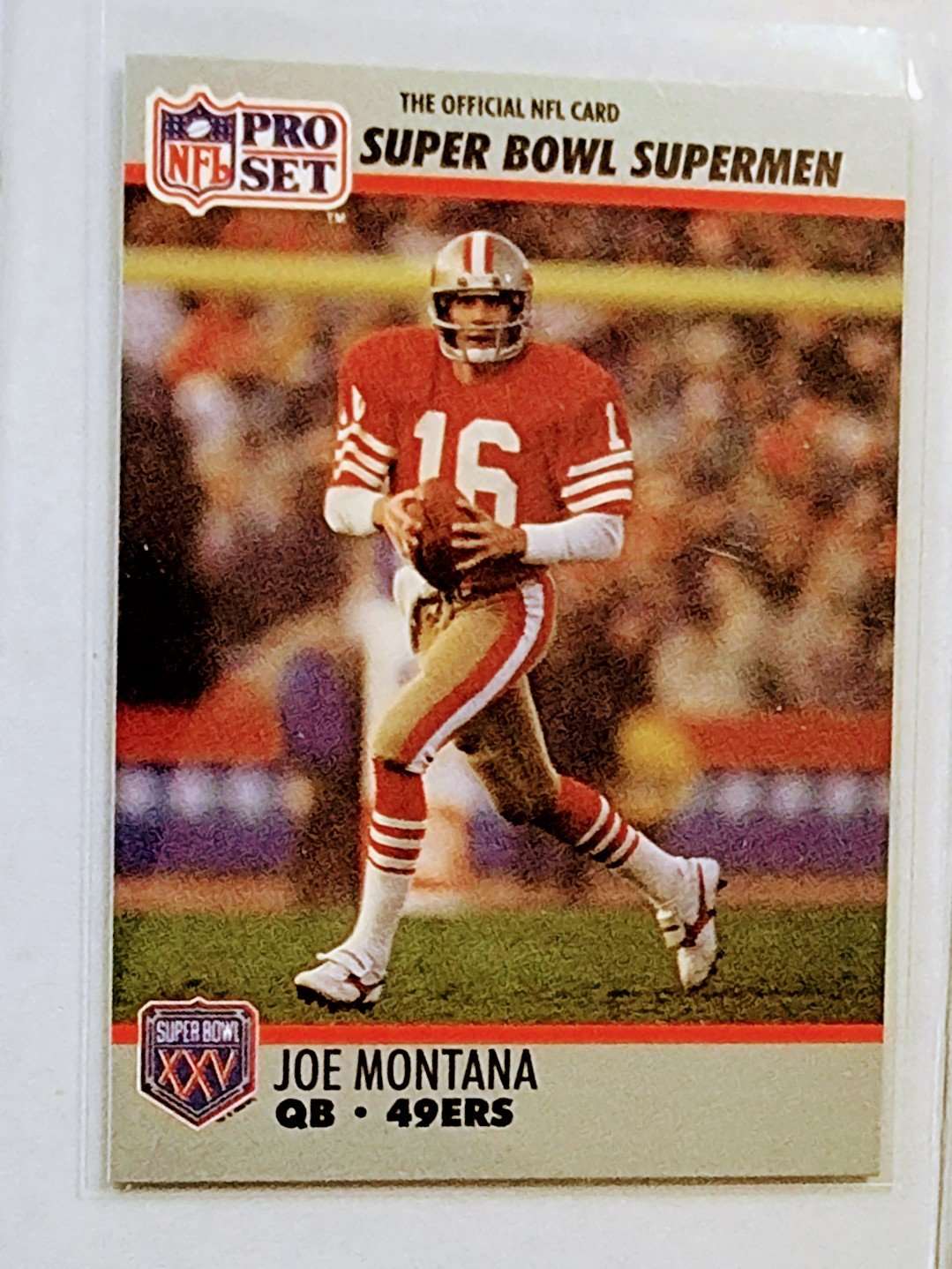 1990 Pro Set Joe Montana Superbowl Supermen Insert Superbowl XXV Card simple Xclusive Collectibles   