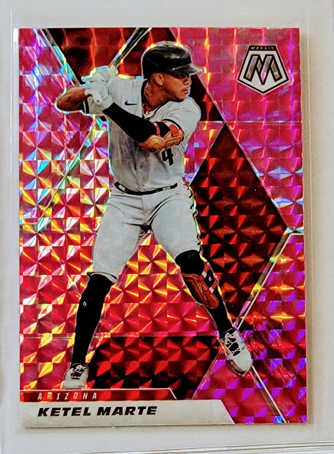 2021 Panini Mosaic Ketel Marte Pink Refractor Baseball Card AVM1 simple Xclusive Collectibles   