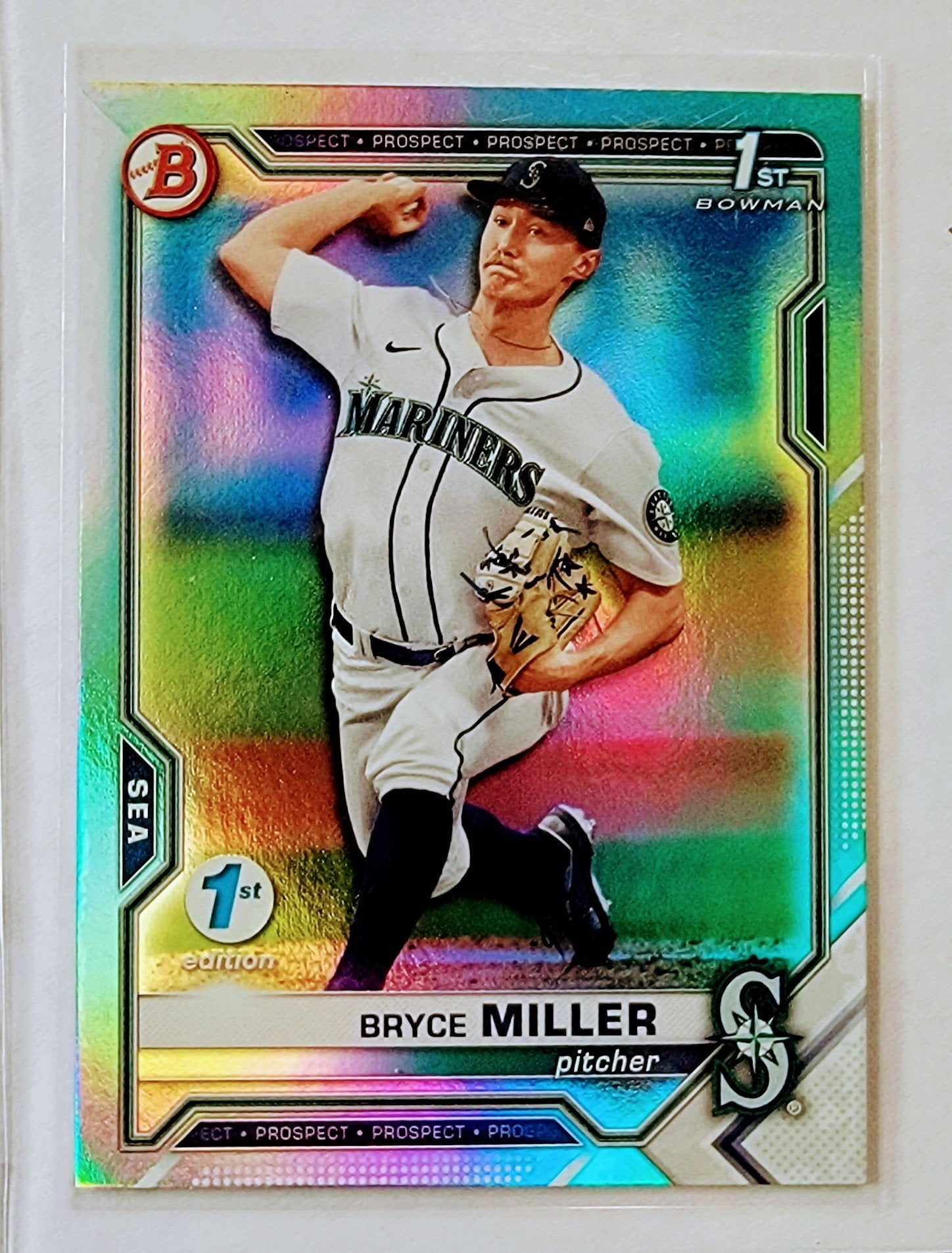 2022 Bowman Bryce Miller 1st on Bowman Prospect Refractor Baseball Card AVM1 simple Xclusive Collectibles   