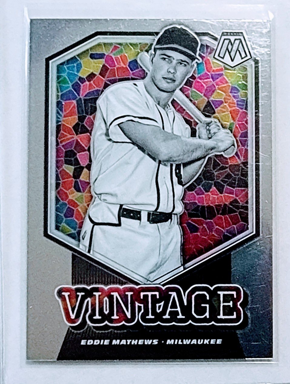 2021 Panini Mosaic Eddie Matthews Vintage Insert Baseball Card AVM1 simple Xclusive Collectibles   