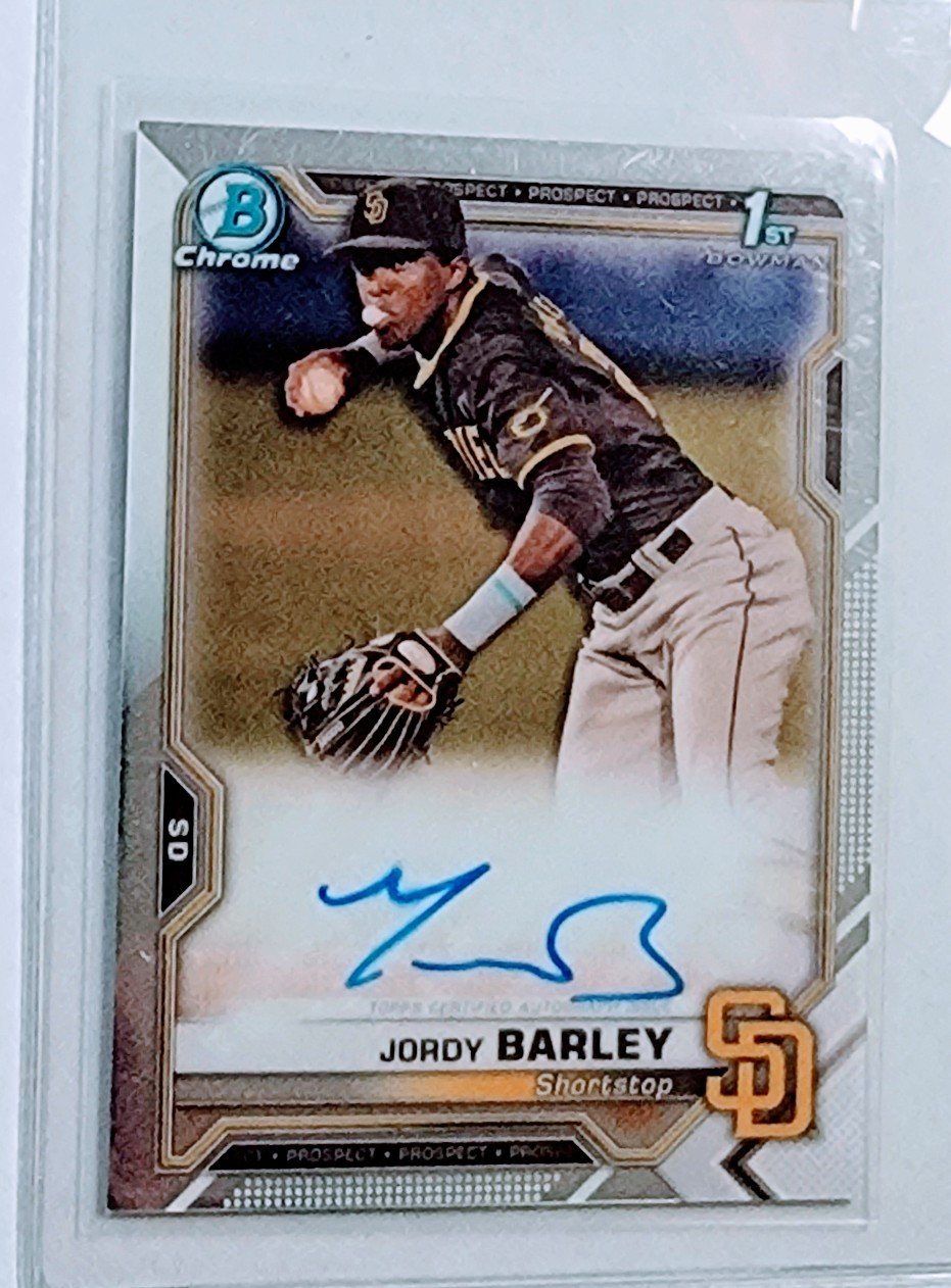 2021 Bowman Chrome Jordy Barley 1st on Bowman Autographed Baseball Card AVM1 simple Xclusive Collectibles   