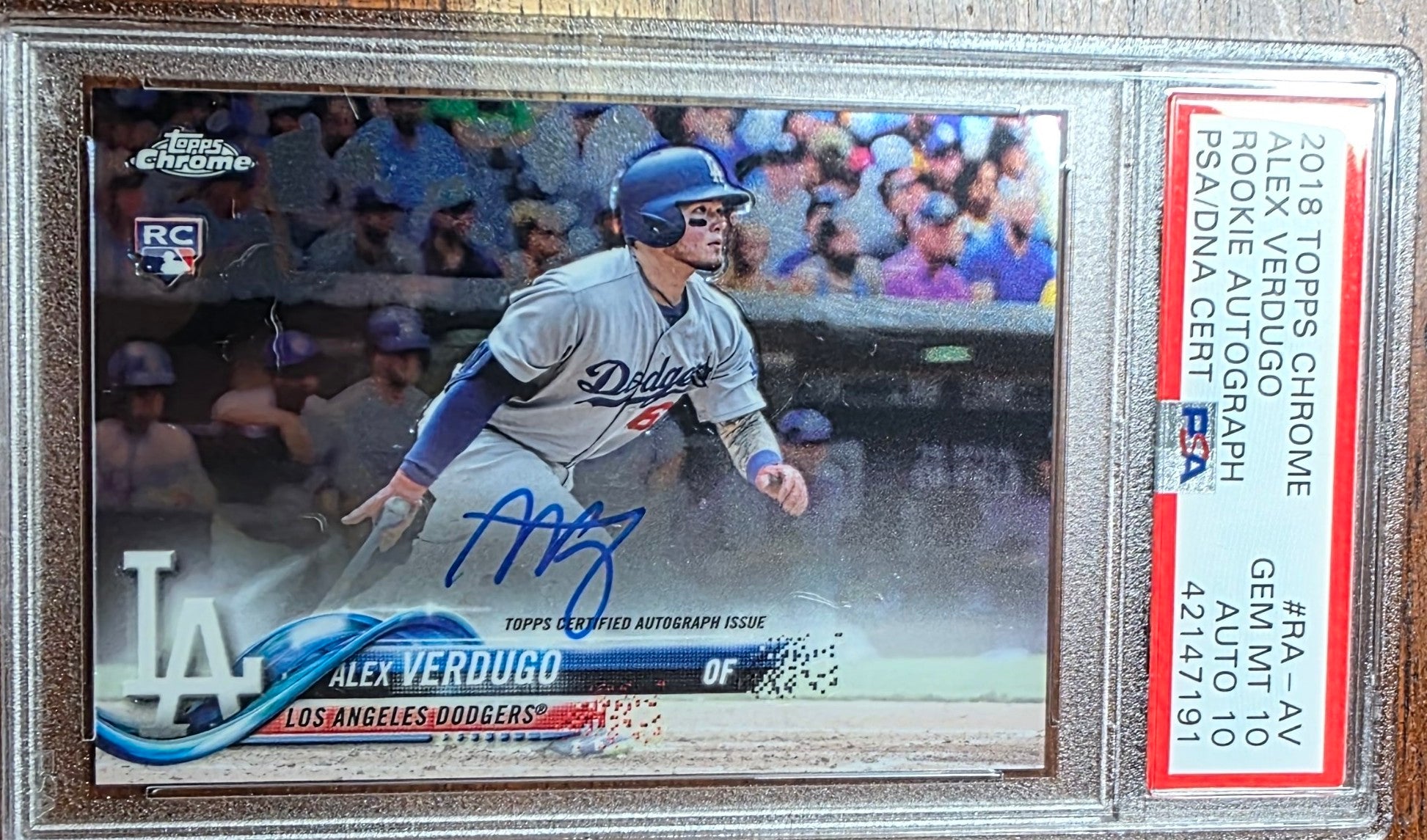 2018 Topps Chrome Alex Verdugo PSA Dual Graded 10 Baseball Card