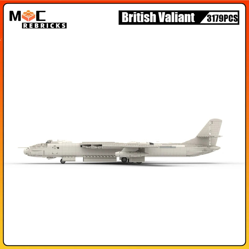 Vickers Valiant Jet Bomber MOC Building Blocks British Nuclear Brick Bomber Set