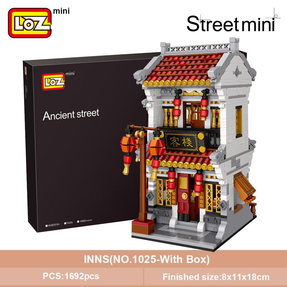 LOZ Street Minis Chinatown Brick Models - 1645 Pieces, ABS Plastic, 3  Variants with Box Options - 1025 With Box