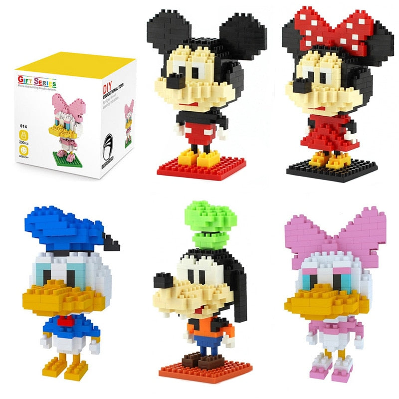 Disney Character Building Block Sets: Mickey, Minnie, Goofy, Daisy & Donald Duck