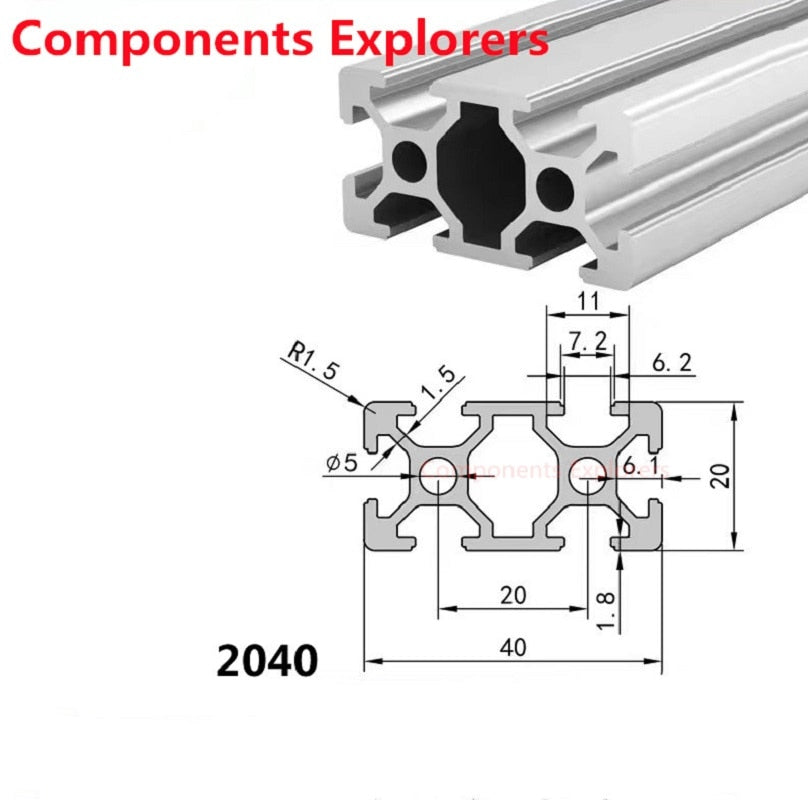 Versatile 2020 2040 European Standard Aluminum Extrusion - Black/Silver -3D Printer Parts - Xclusive Collectibles
