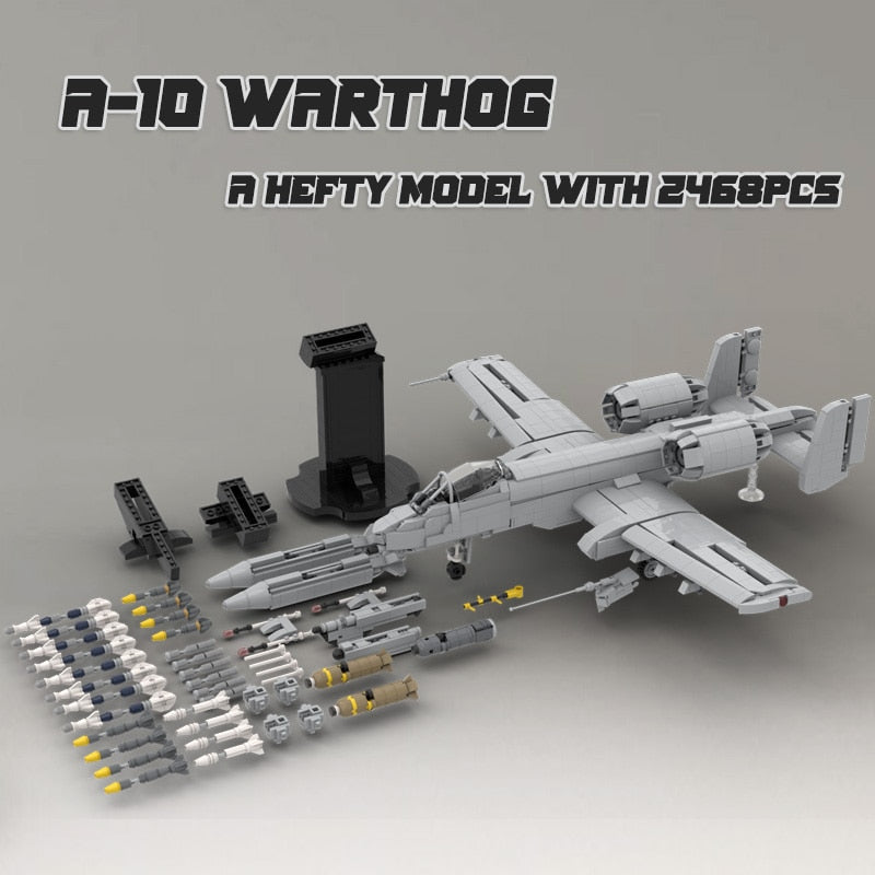 A-10 Warthog Brick Model Aircraft Set With Stand, 2468pcs - Xclusive Collectibles