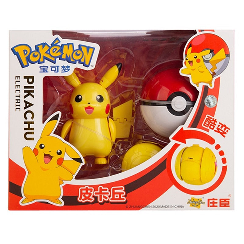Pikachu Action Figure in Box, Pikachu figurine with Pokeball, pikachu 46512439001373