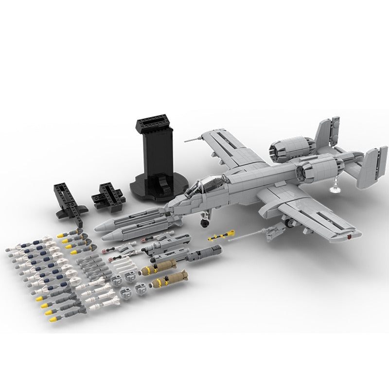 A-10 Warthog Brick Model Aircraft Set With Stand, 2468pcs - Xclusive Collectibles