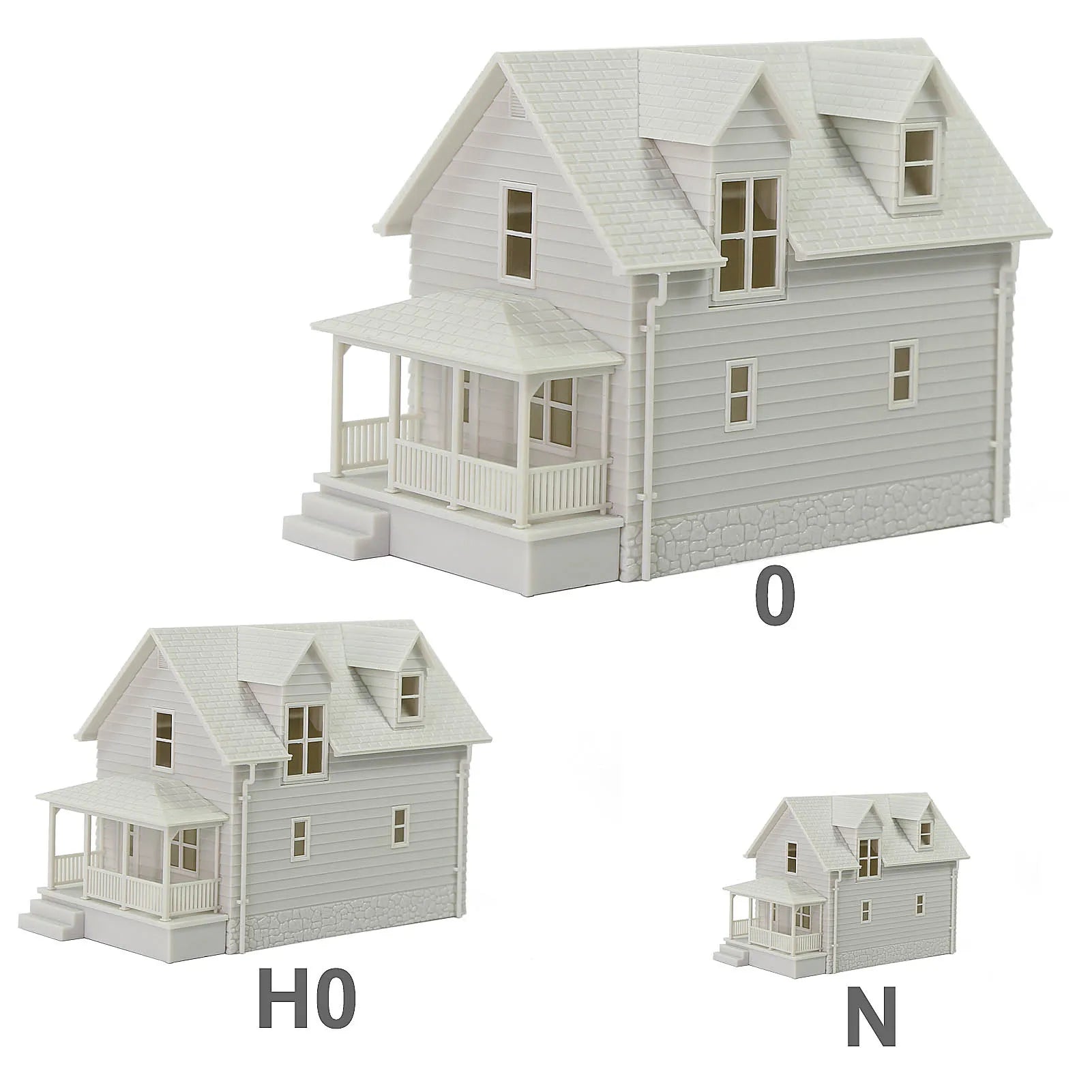 HO Scale Blank White Model Village Houses - Multi-Scale Unassembled Building Kits