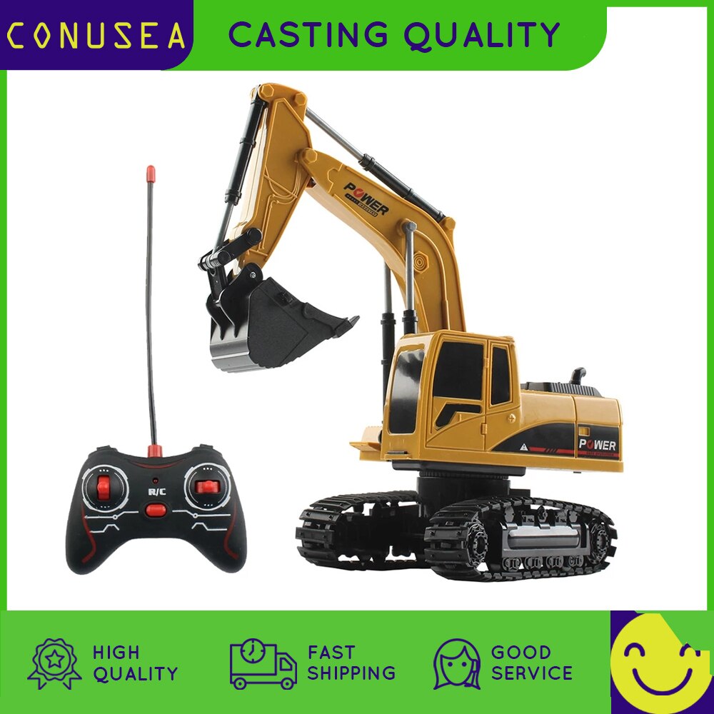 1/24 Scale RC Excavator - Radio Controlled 2.4G CONUSEA Digger with Sound & Lights