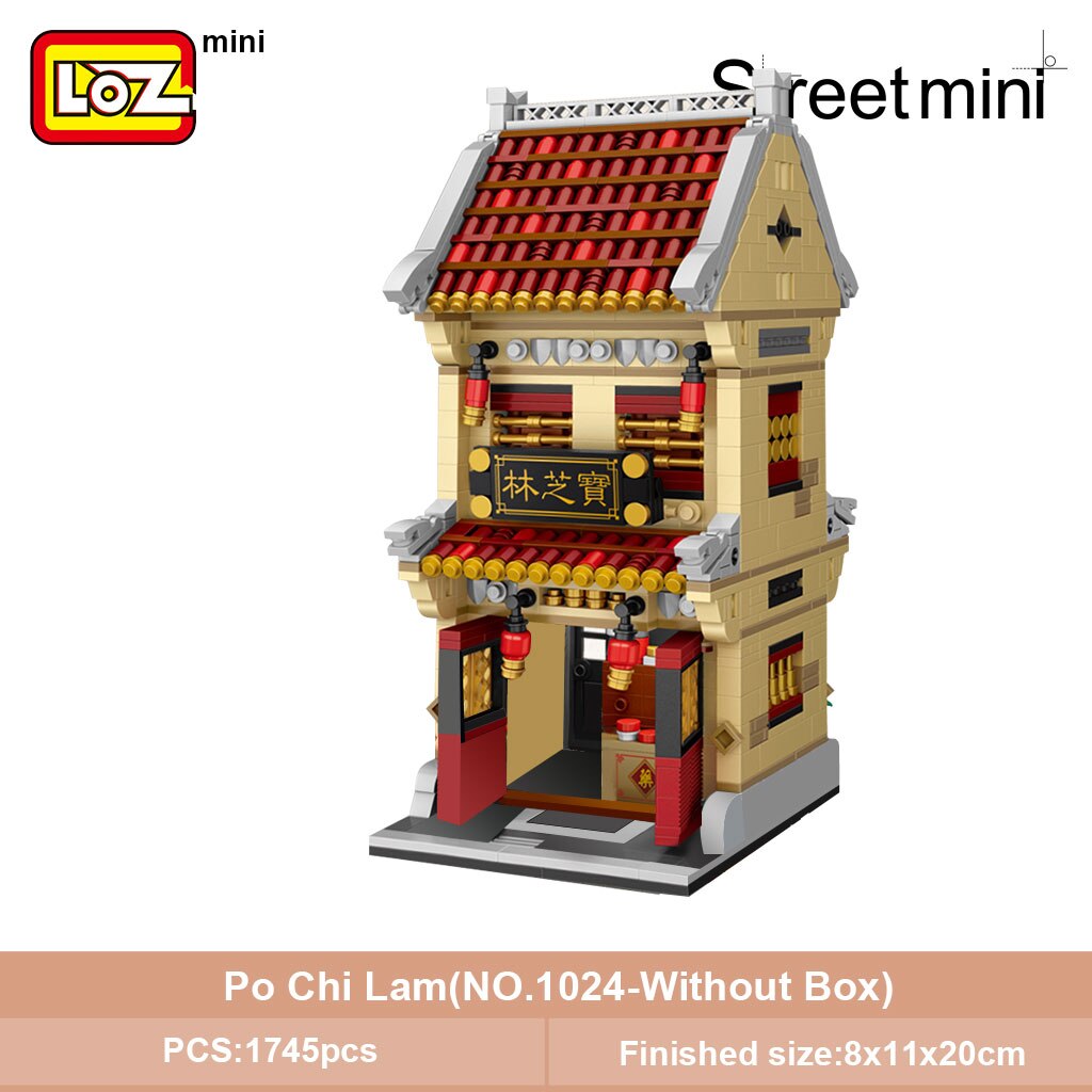 LOZ Street Minis Chinatown Brick Models - 1645 Pieces, ABS Plastic, 3  Variants with Box Options - 1024 Without Box