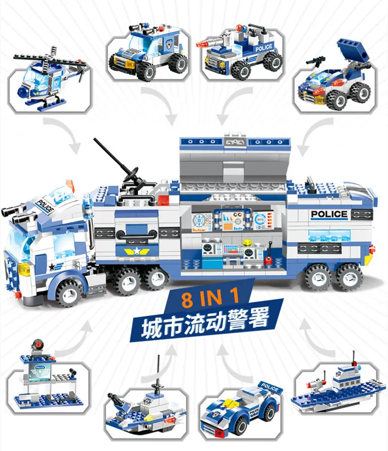 LUBAN City Police Command Vehicle Building Blocks - 762PCS, Lego Compatible