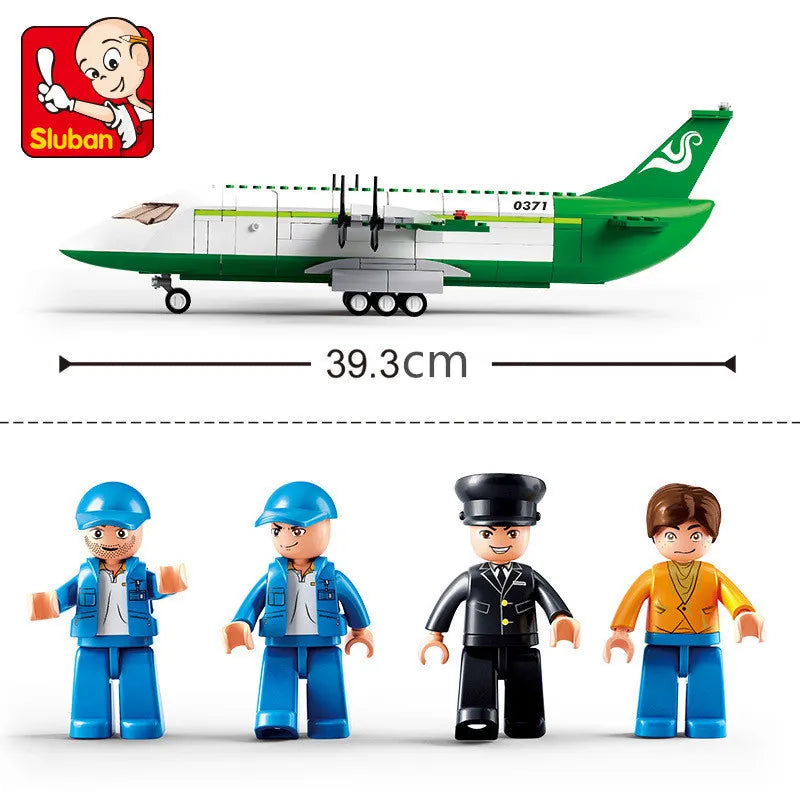 Sluban 383pcs City Series Passengers Plane Jet Cargo Airplane Brick Set - Aviation Adventure for Young Builders