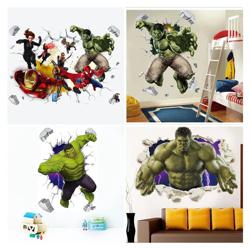 3D Avengers Wall Stickers: Superhero Movie Poster Decals for Living Room, Bedroom, and Kids' Rooms