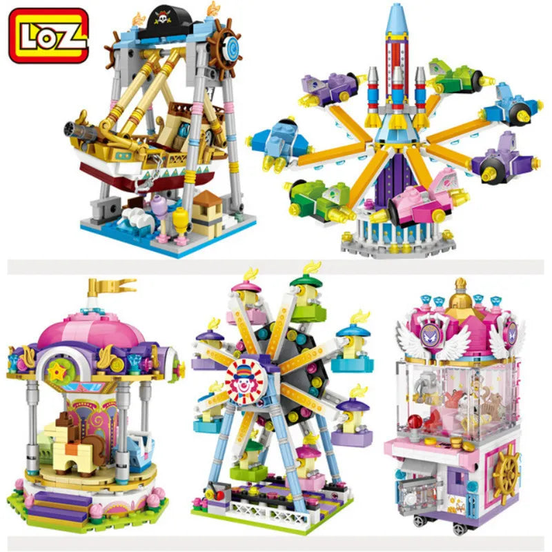 LOZ Building Blocks: Ferris Wheel and Carousel Set - Educational DIY Architecture Model Toy for Children