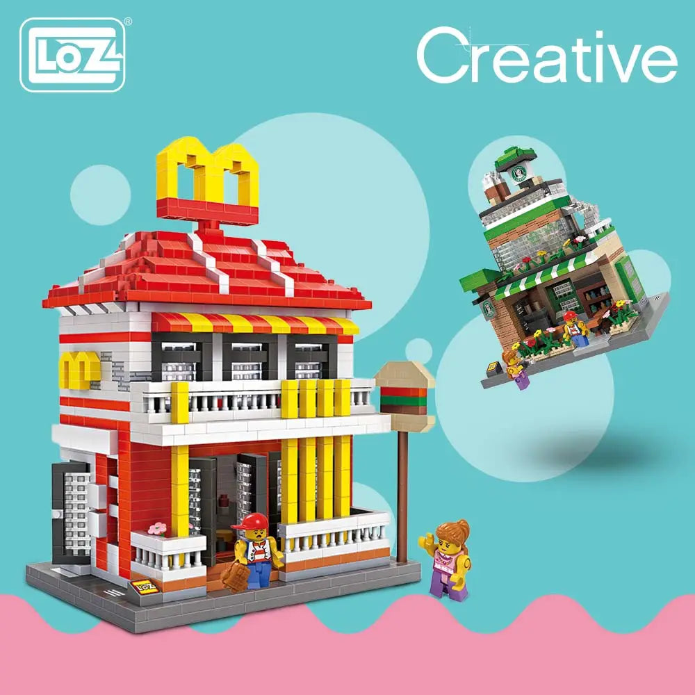 LOZ Diamond Blocks Mini Shops - Fast Food, Gas Station, Coffeehouse & More