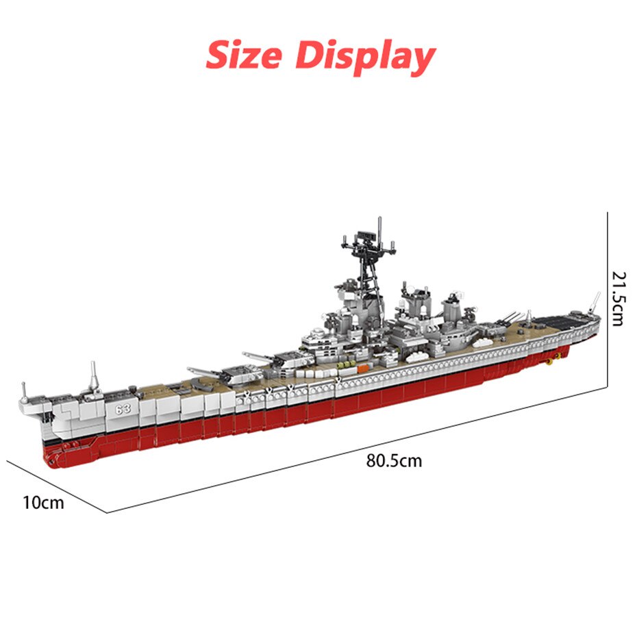 USS Missouri Battleship Classic Military Army Series Brick Model, 2631PCS