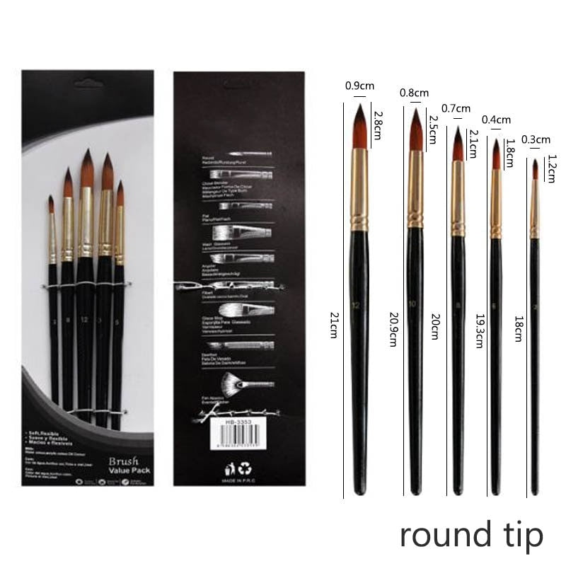 Kolinsky Sable Brushes, 5Pcs Fine Tip Sable Detail Paint Brushes