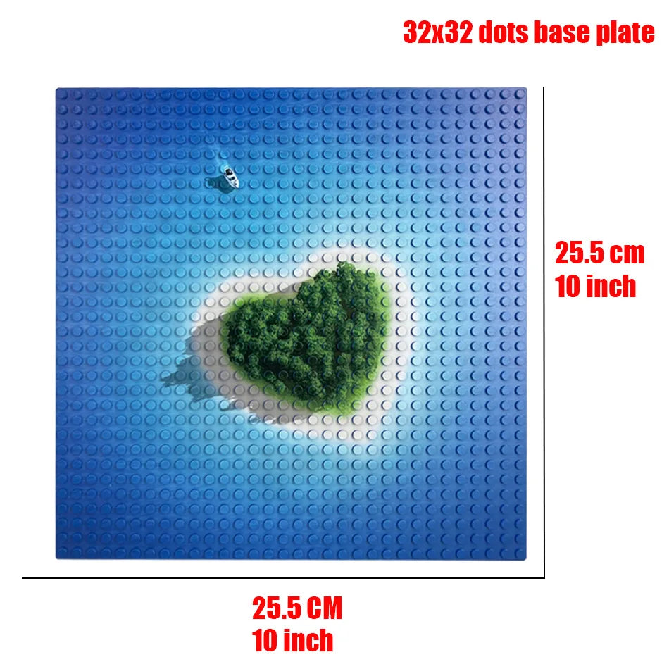 Brilliant Deer Heart-Shaped Island 32x32 Baseplate - Compatible with Lego, ABS Plastic, 10x10 Inch