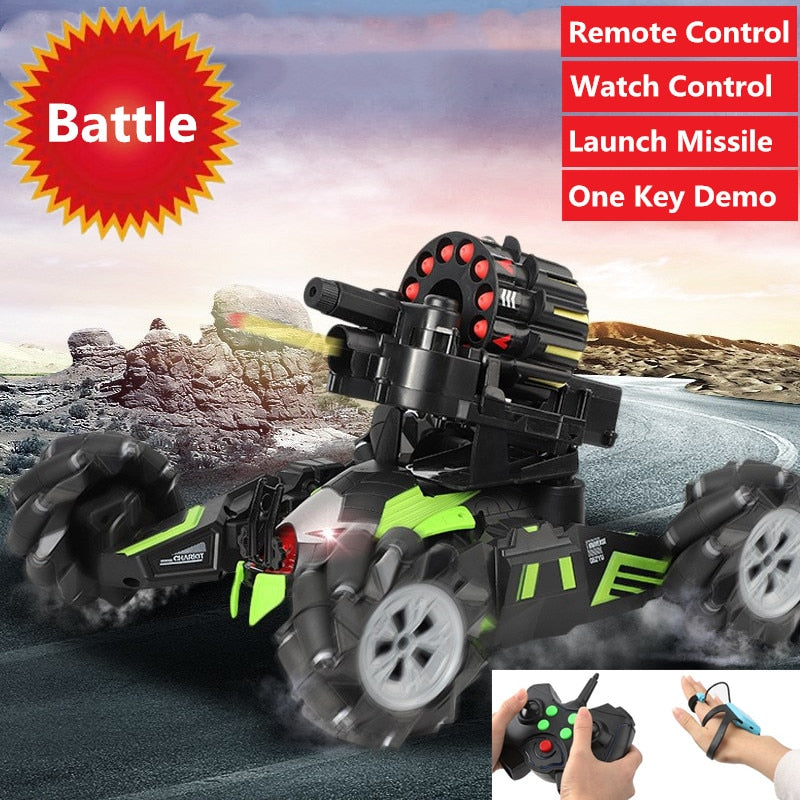 20KM/H High Speed RC Racing Drift Car Gesture Control & Remote Control RC Battle Car Launch BB Bullet missile rc tank cars