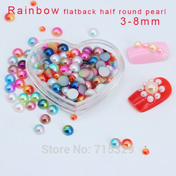 Nidezon Acrylic Imitation Pearl Charms: Rainbow Half Round Flatback Beads for Scrapbooking and Jewelry Making