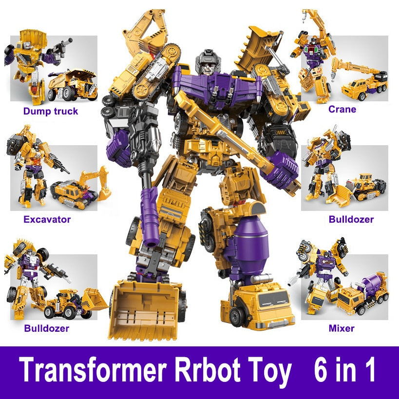Classic Constructobots Transformer Replica Yellow/Purple All 6 Combine into 1