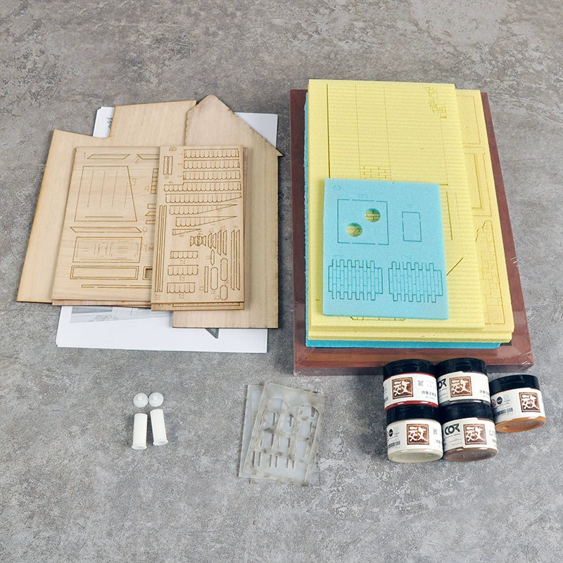 Create Custom Scenes: Kezuo 1:35 European Oceanside Brick and Concrete House Scene Kit