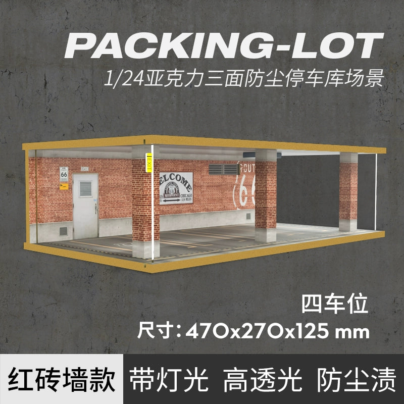 1:24 Scale Car Parking Garage Display Model Sets with Light Parking Lot Decoration