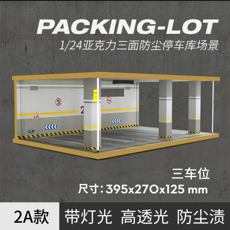 1:24 Scale Wooden Parking Garage Model Display Boxes - Multiple Variants