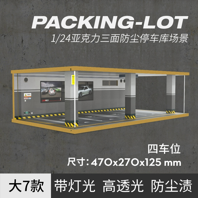 1:24 Scale Car Parking Garage Display Model Sets with Light Parking Lot Decoration