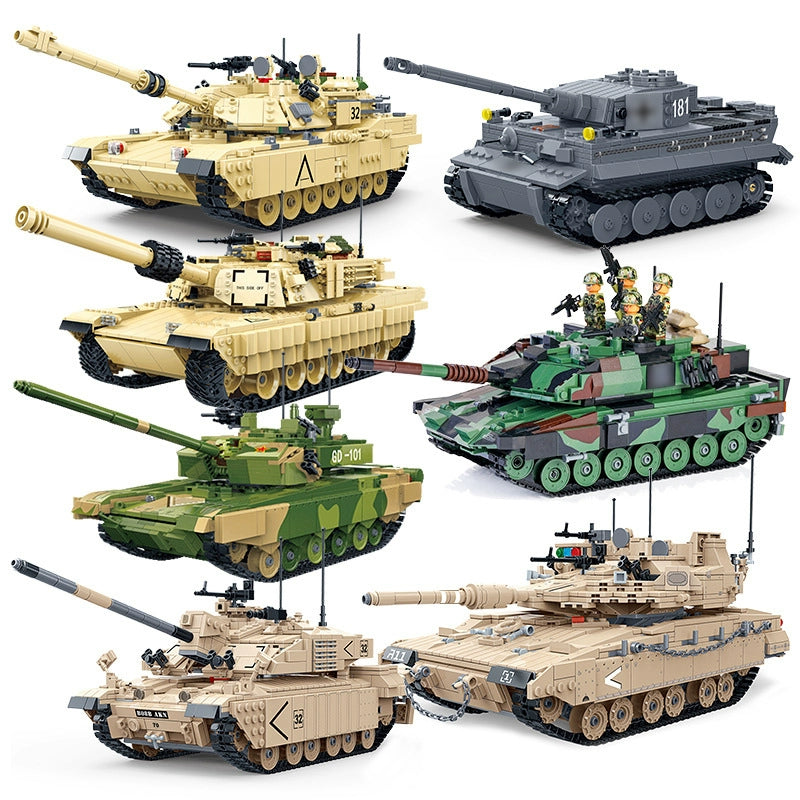 Compatible with Tank Assembly Military Building Blocks Model Tiger-Type 99 Type Tank Boys' Puzzle Assembly Gift Toys
