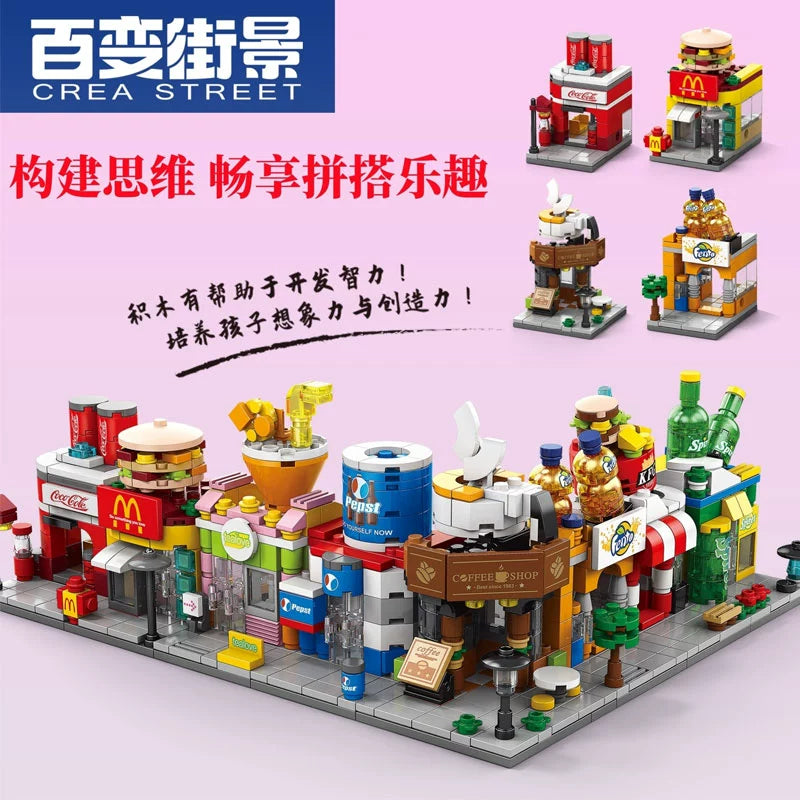 Variety Street View Building Blocks Small Particle Assembly Mini City Building Model Decoration Educational Toys Boys and Girls Assembling - Xclusive Collectibles