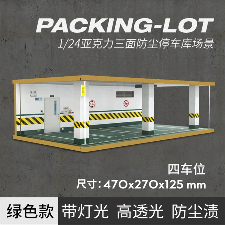1:24 Scale Wooden Parking Garage Model Display Boxes - Multiple Variants