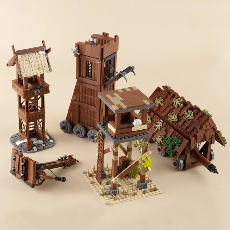Medieval Warfare Siege Ladders & Guard Tower Model Brick Sets - Enhance Your Brick Fortresses