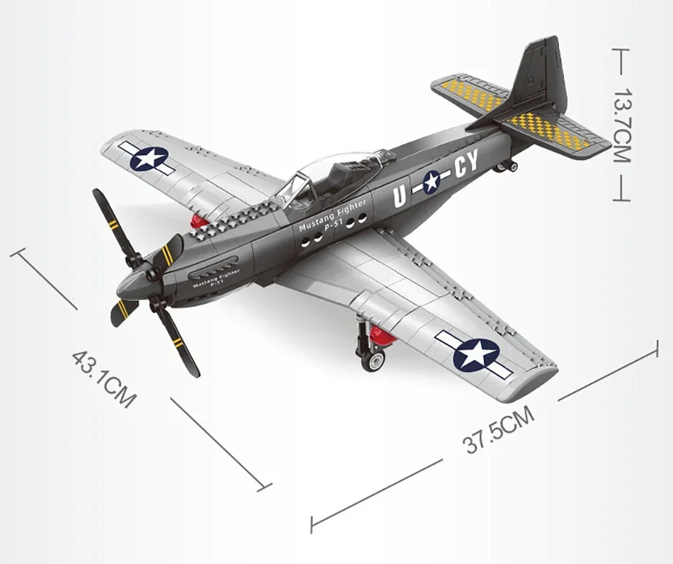 P-51 Mustang Fighter Jet – 258-Piece Military Aircraft Building Block Set