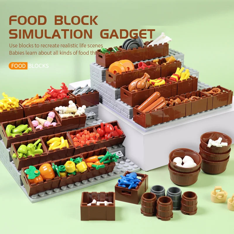Lego Compatible Food Product Brick Pieces - Enhance Your Market Building Fun