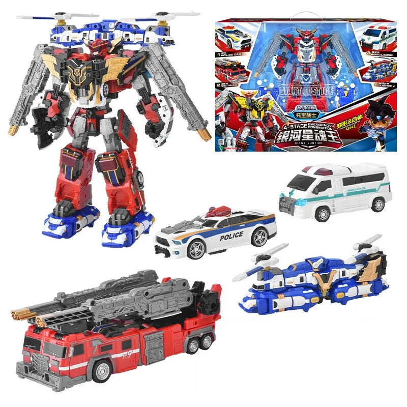 Tobot Galaxy Defenders 4-Stage Emergency Vehicle Combination Giant Justice Robot Toy Set