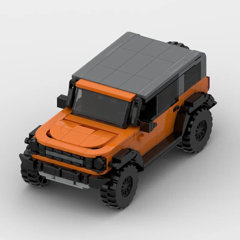 Rugged Off-Road Adventure: Orange Ford Bronco Soft Top Brick Model Set - Xclusive Collectibles