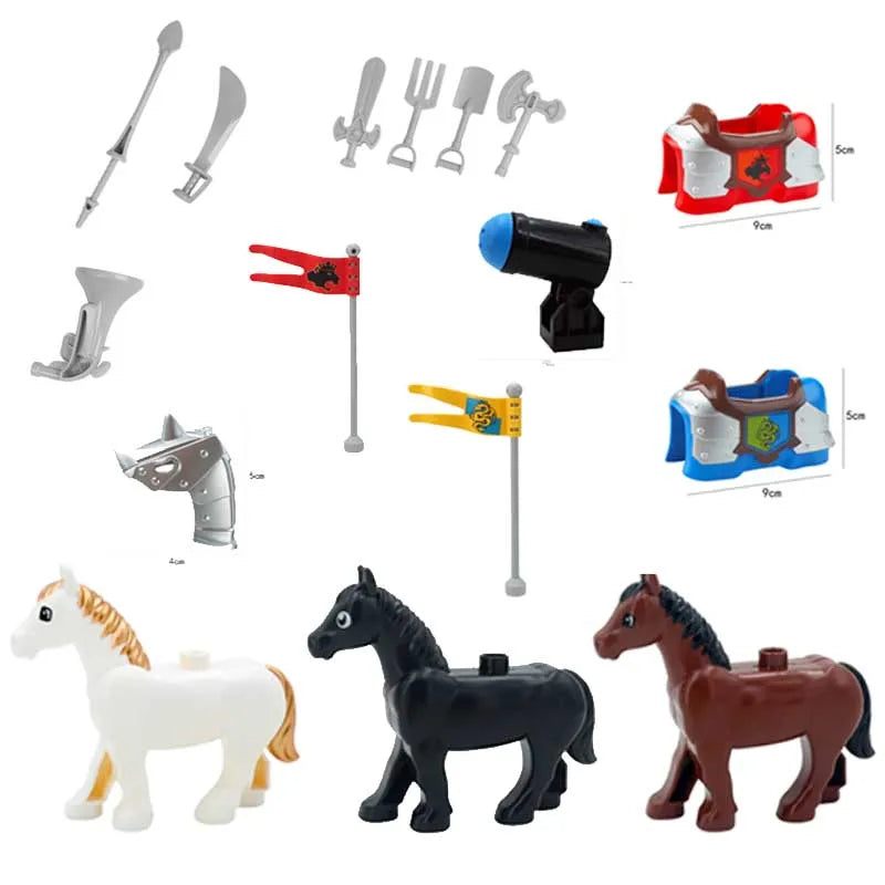 Horse and Armor Building Blocks Set – Knight Accessories & Battle Gear