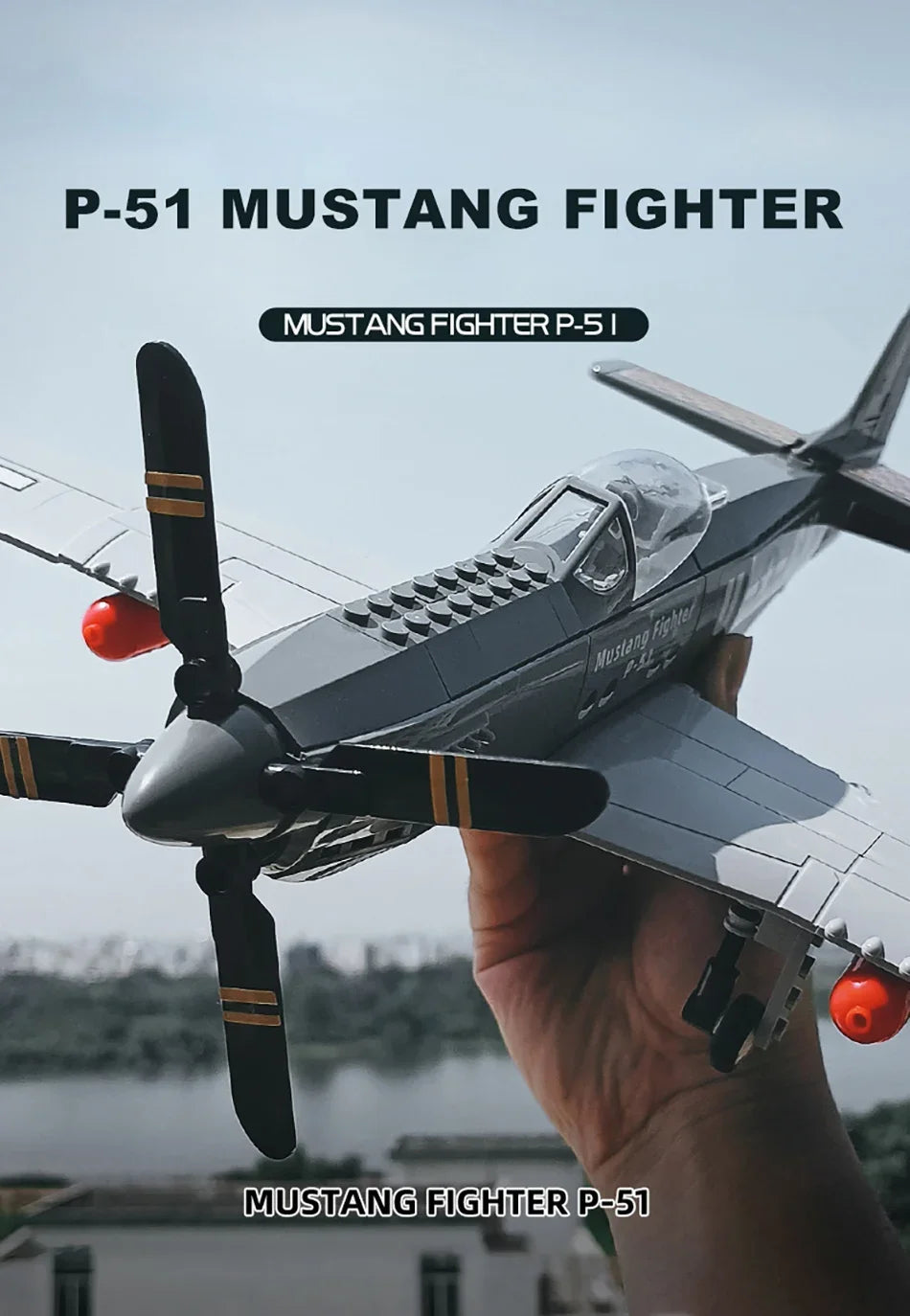 P-51 Mustang Fighter Jet – 258-Piece Military Aircraft Building Block Set