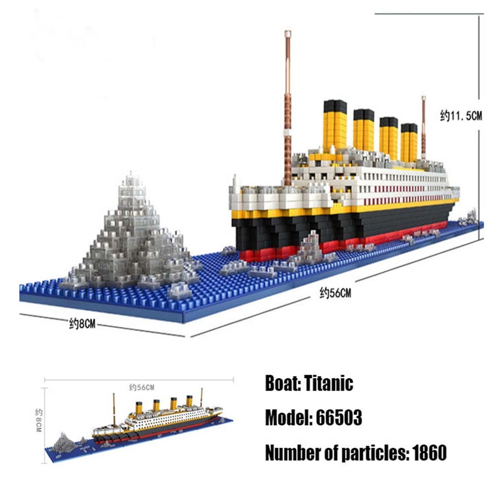 MIANQI Titanic Cruise Chip Model Brick Playset, 1860Pcs