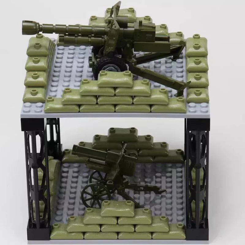 WW2 Era Brick Military Equipment and Soldier Accessory Brick Sets